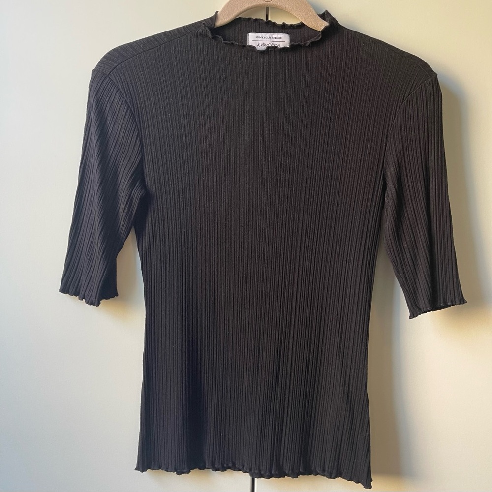 & Other Stories Stockholm Atelier Black Ribbed Mock Neck Top EUR 34 US 2
